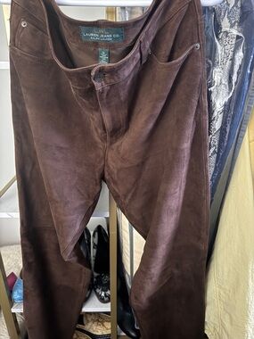 RALPH LAUREN suede straight cut pants